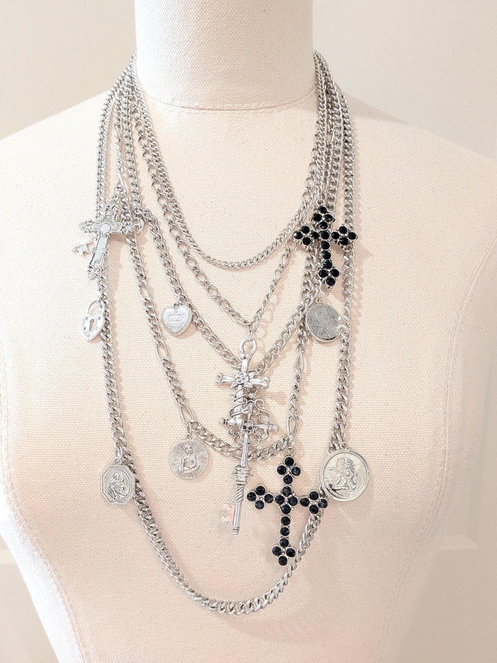 Hudson's Bay Y2K Gothic Punk Multi-Strand Charm Necklace NWOT